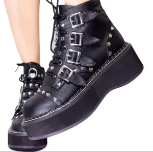 Black Patent Tainted Platform Combat Boots