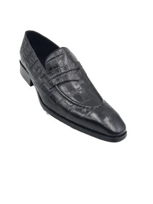 Carrucci Black Embossed Leather Men's Dress Shoes