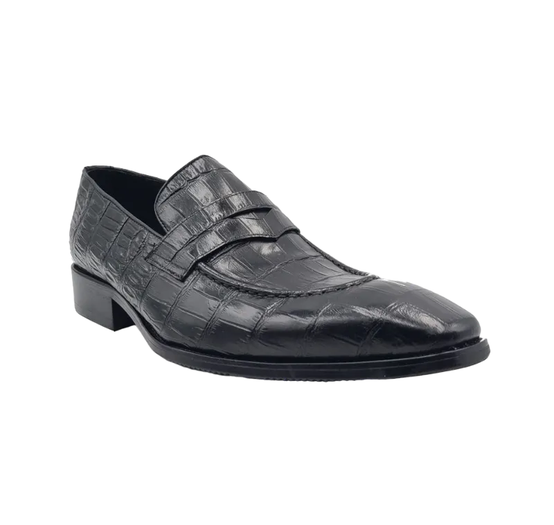 Carrucci Black Embossed Leather Men's Dress Shoes