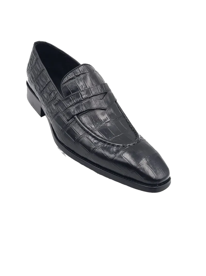 Carrucci Black Embossed Leather Men's Dress Shoes