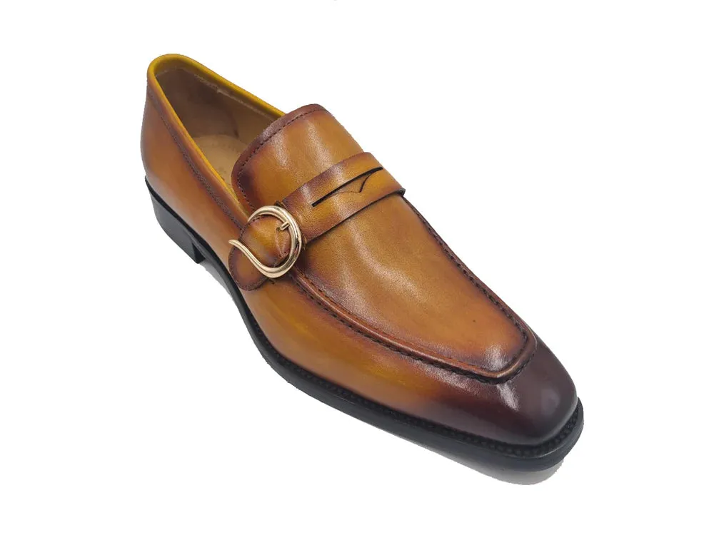 Carrucci Cognac Men's dress Single Monk Strap with modern buckle KS509-47