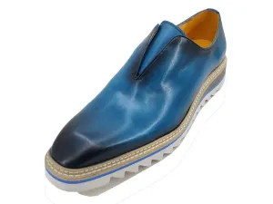 Carrucci Ocean Blue Slip-On Men's Casual Loafer with Contrast Color Style KS550-08