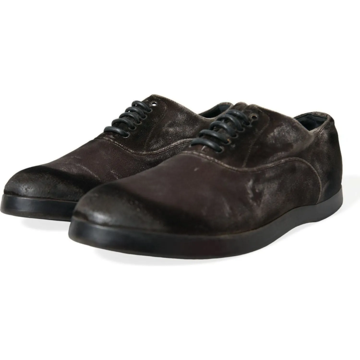 Dolce & Gabbana Elegant Brown Velvet Oxford Lace-up Shoes