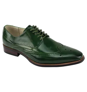 Giovanni Green Wingtips Lace-up Men's Dress Shoes Italian Style Genuine Leather