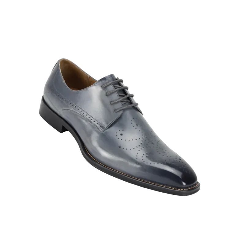 Giovanni Grey Lace-Up Men's Genuine Leather Dress Shoe Dark Toe