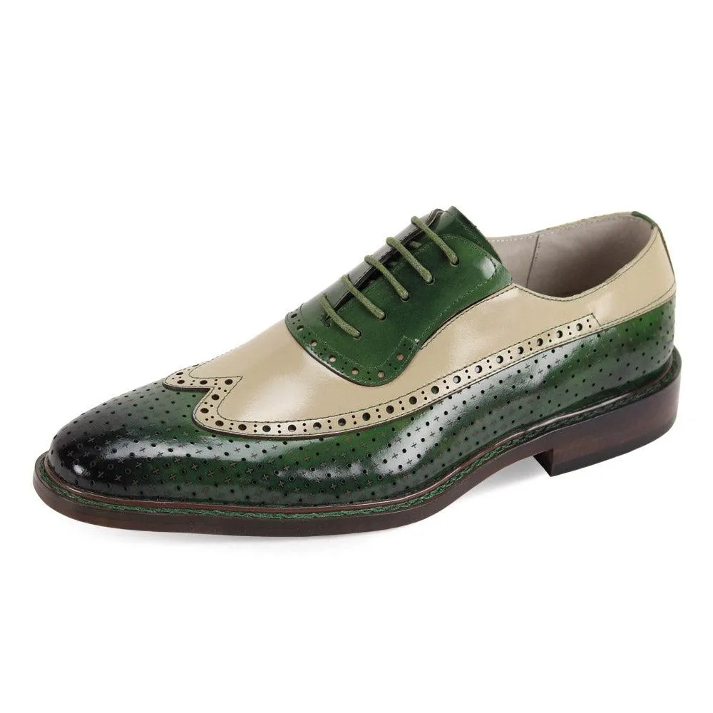 Giovanni RIO Olive- Natural Wingtip Lace Up Men Shoes