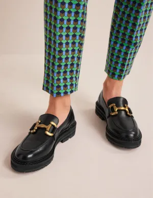 Iris Snaffle Chunky Loafers-Black Box Leather