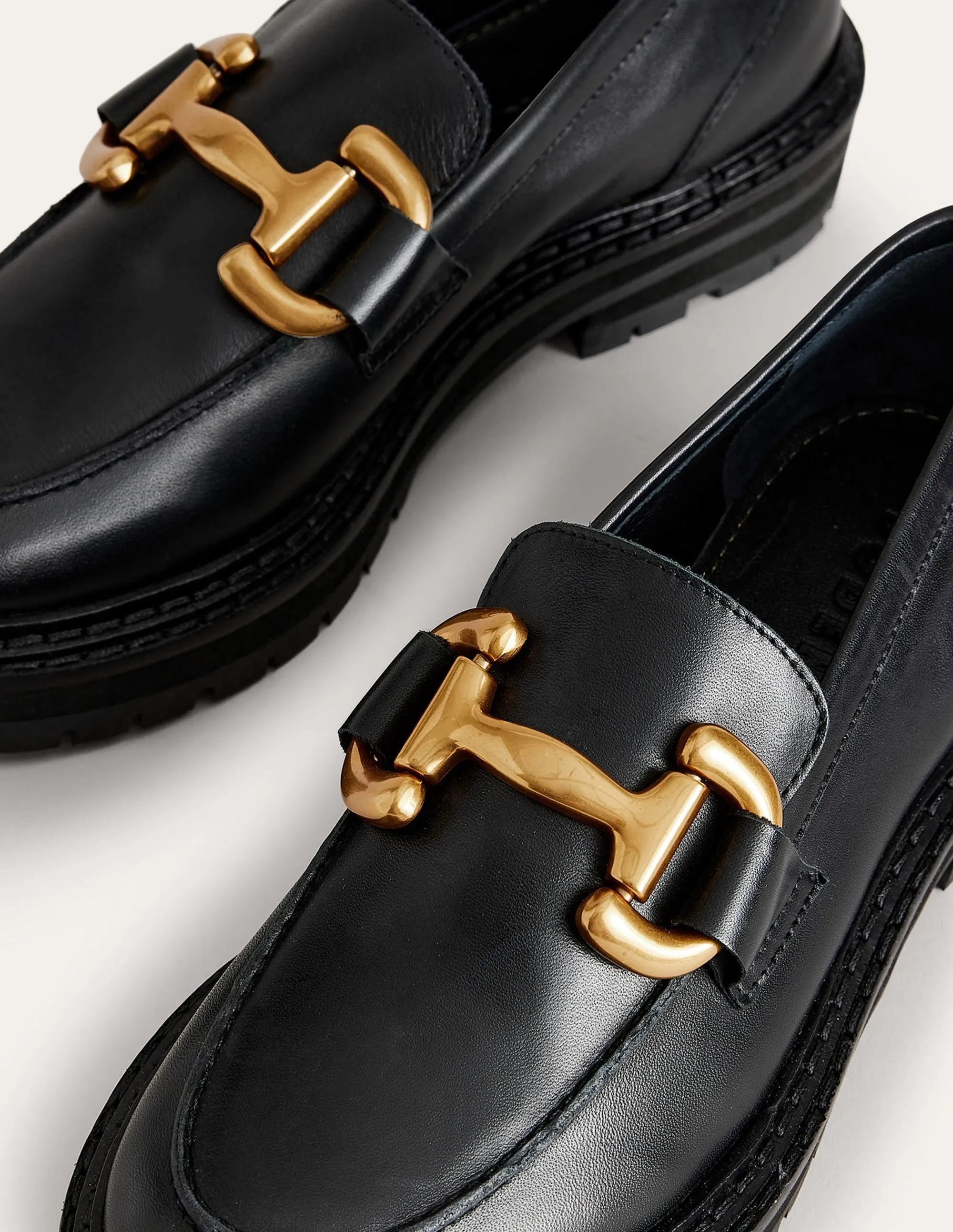 Iris Snaffle Chunky Loafers-Black Box Leather