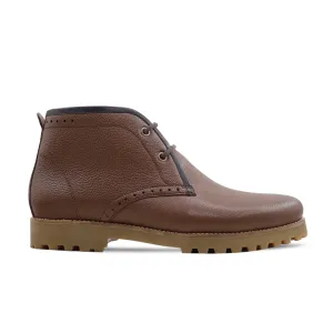 Loke - Men's Brown Pebble Grain Leather Chukka Boot