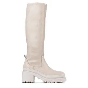 Lyssa Off White Stretch High Boots