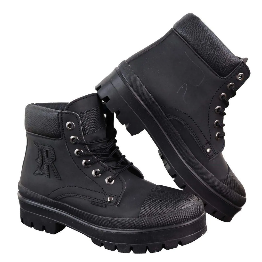 Mens Casual Work Laced R Boots Biker Work Combat Military PU Nubuck Leather