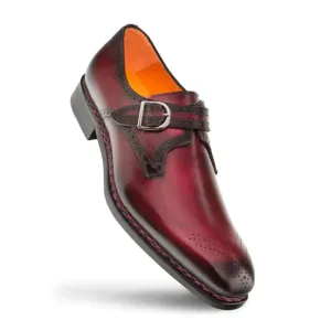 Mezlan Burgundy Artisan Welt Monk Strap Genuine Leather