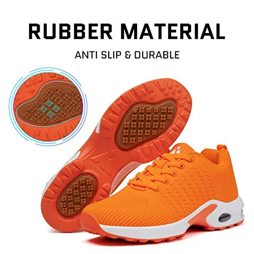 Mishansha Sneakers Women's Lightweight Air Cushion Gym Fashion Tennis Shoes Breathable Walking Running Athletic Sport Orange 8