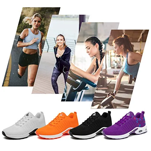 Mishansha Sneakers Women's Lightweight Air Cushion Gym Fashion Tennis Shoes Breathable Walking Running Athletic Sport Orange 8