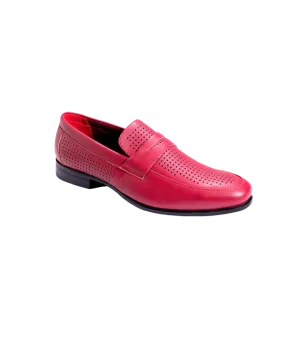 Montique Red Men's Slip-On Dress Shoes Strap Loafer