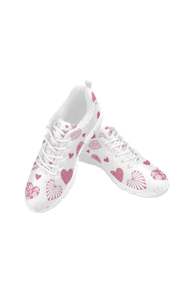 Pink Heart Ombre Women's Breathable Running Shoes