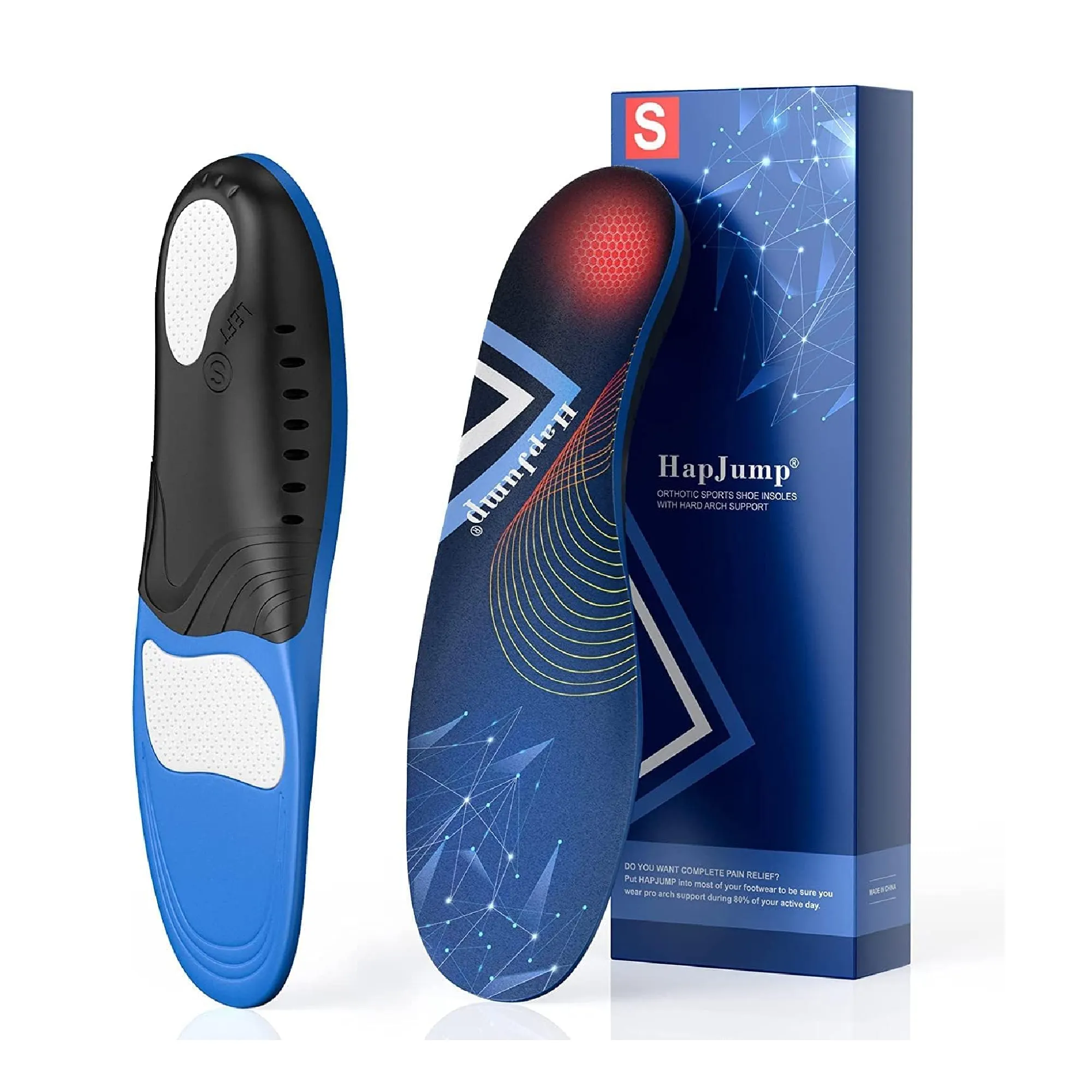 Plantar Fasciitis Pain Relief Feet Insoles Orthotics Arch Support Insoles with Motion Control Shoe Inserts Color Light Blue