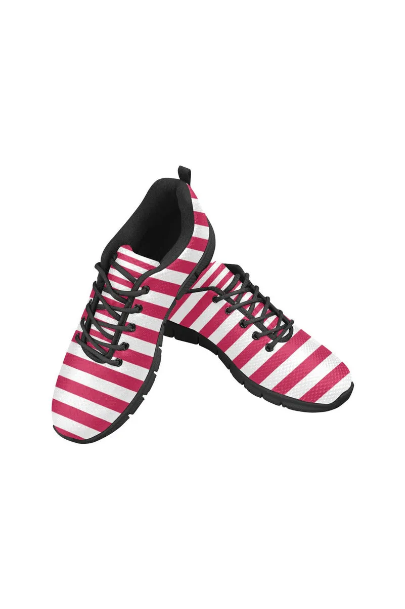 Red Stripes Women's Breathable Running Shoes (Model 055)