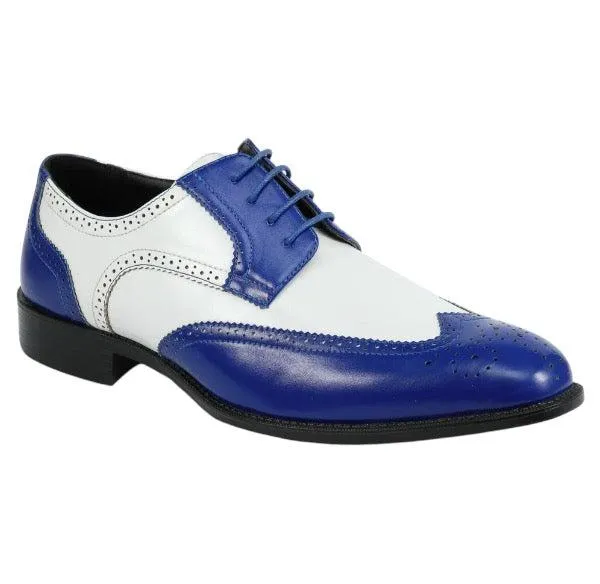 Royal Blue Two-Tone Wingtip Men's Lace-Up Dress Shoes Style No-ELWYN