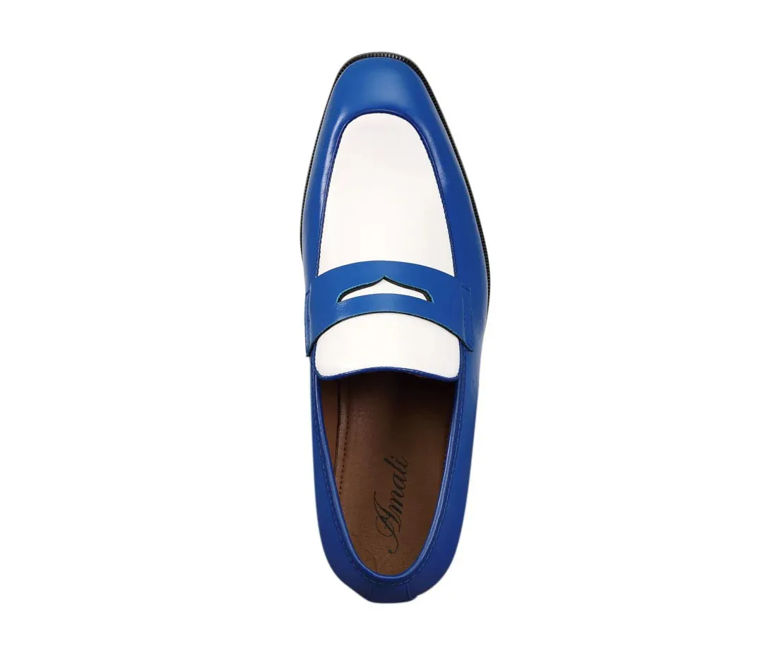 Royal/White Two-Tone Men's Slip-On Dress Shoes Style No-LEVI