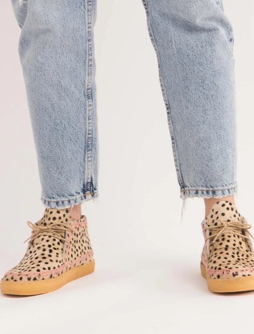 Shenje Crochet Lace up Chukka Boots Cheetah