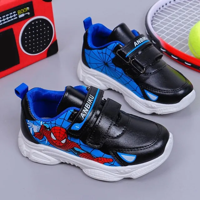 Spiderman Waterproof Leather Children Running Shoes