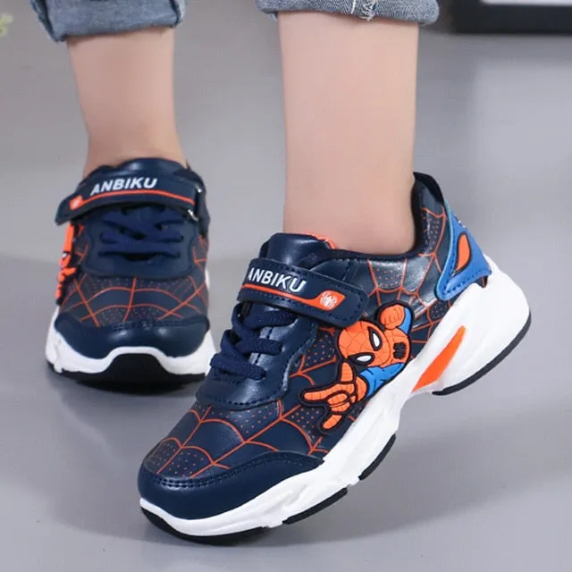 Spiderman Waterproof Leather Children Running Shoes