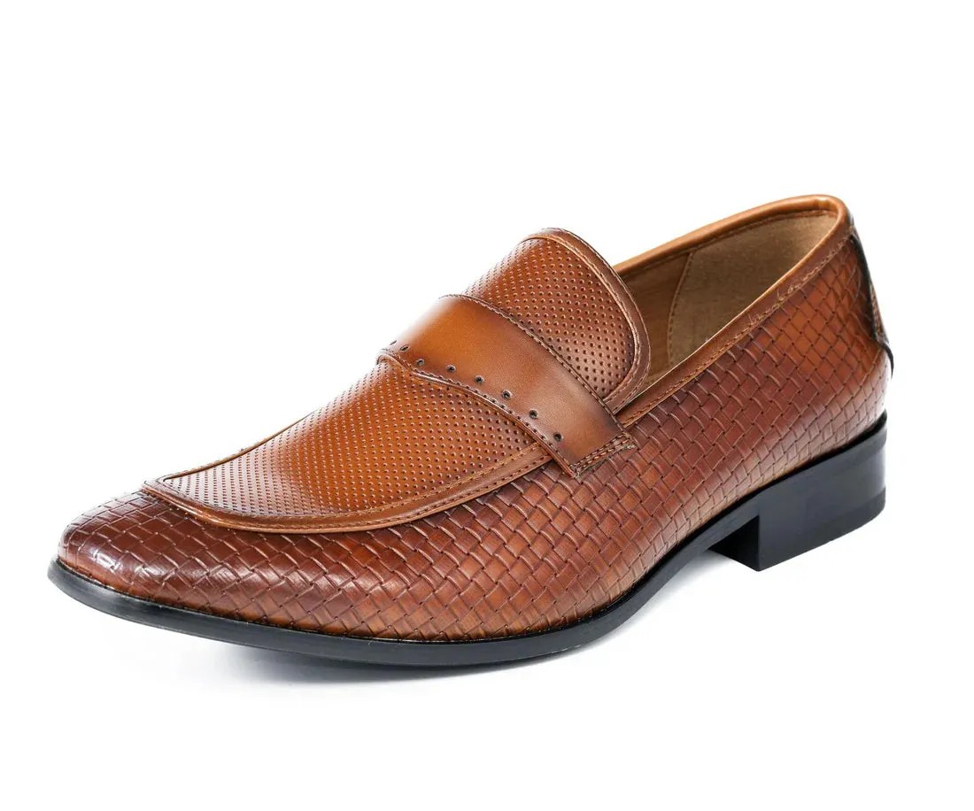 Tan cognac Men's fashion design Slip-On Dress Shoes Printed Leather Loafer