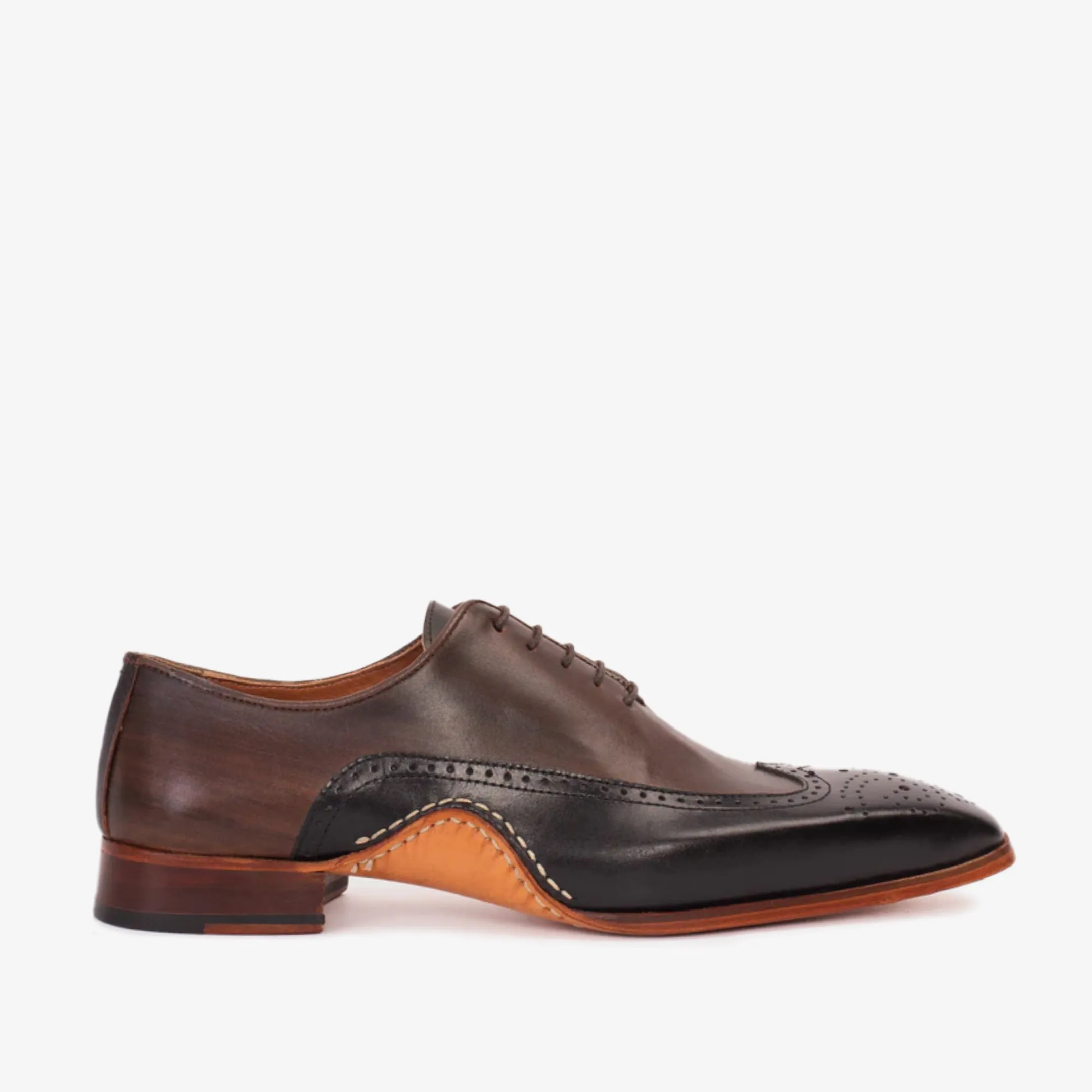 The Royal Hand Craft Black & Brown Wingtip Oxford Men Shoe