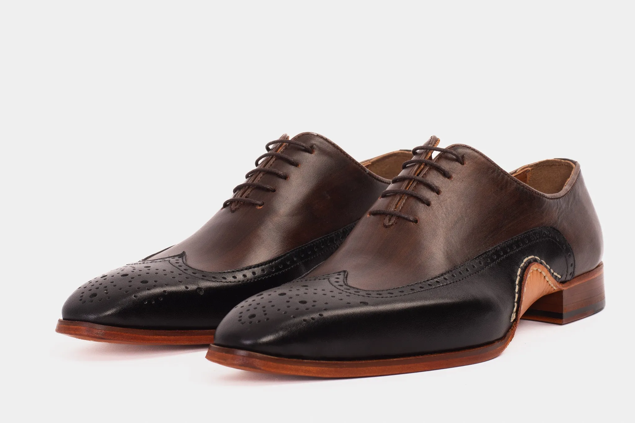 The Royal Hand Craft Black & Brown Wingtip Oxford Men Shoe