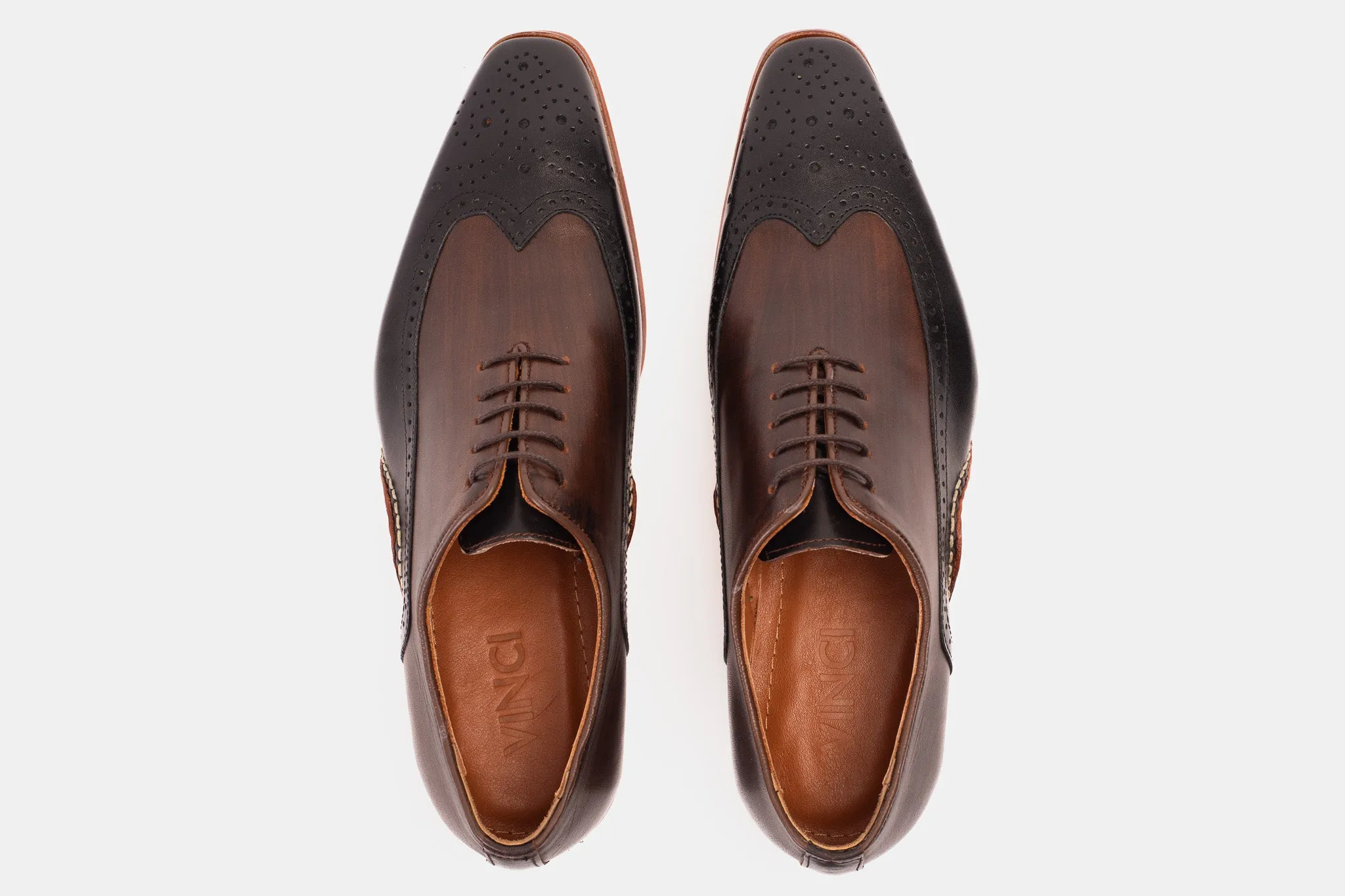 The Royal Hand Craft Black & Brown Wingtip Oxford Men Shoe