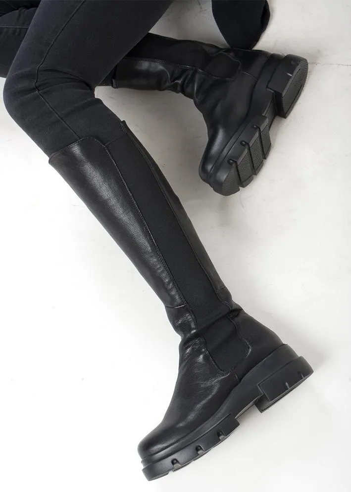 Tommy Long Black Combat Boots