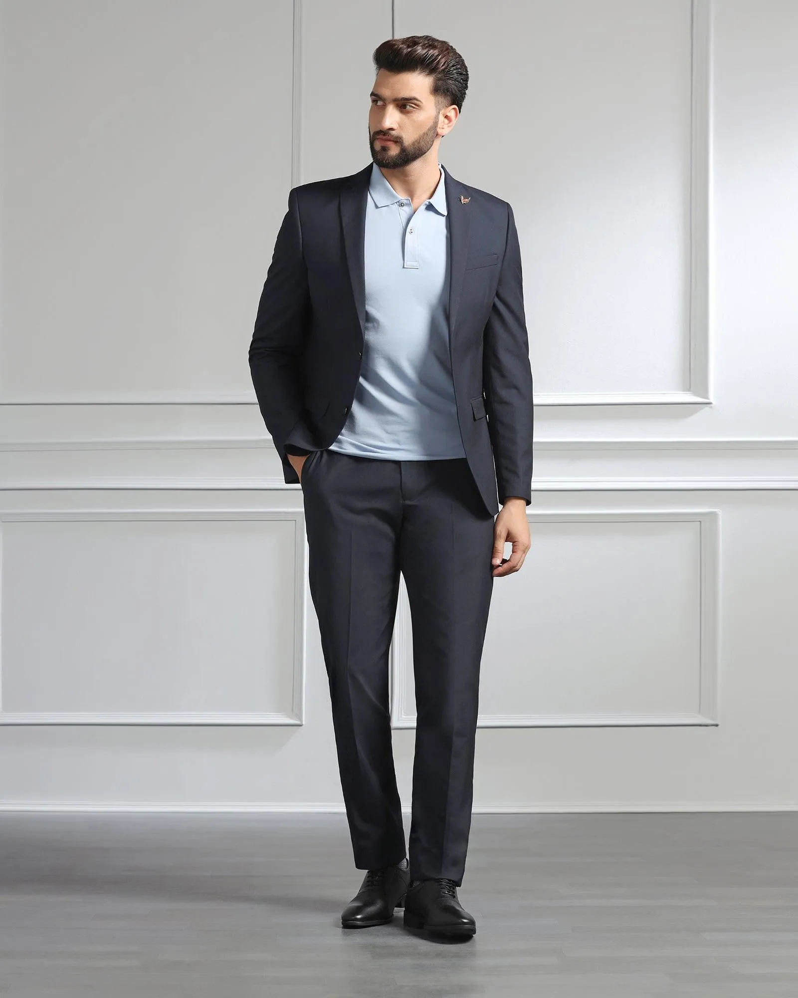 Two Piece Navy Solid Formal Suit - Dorris