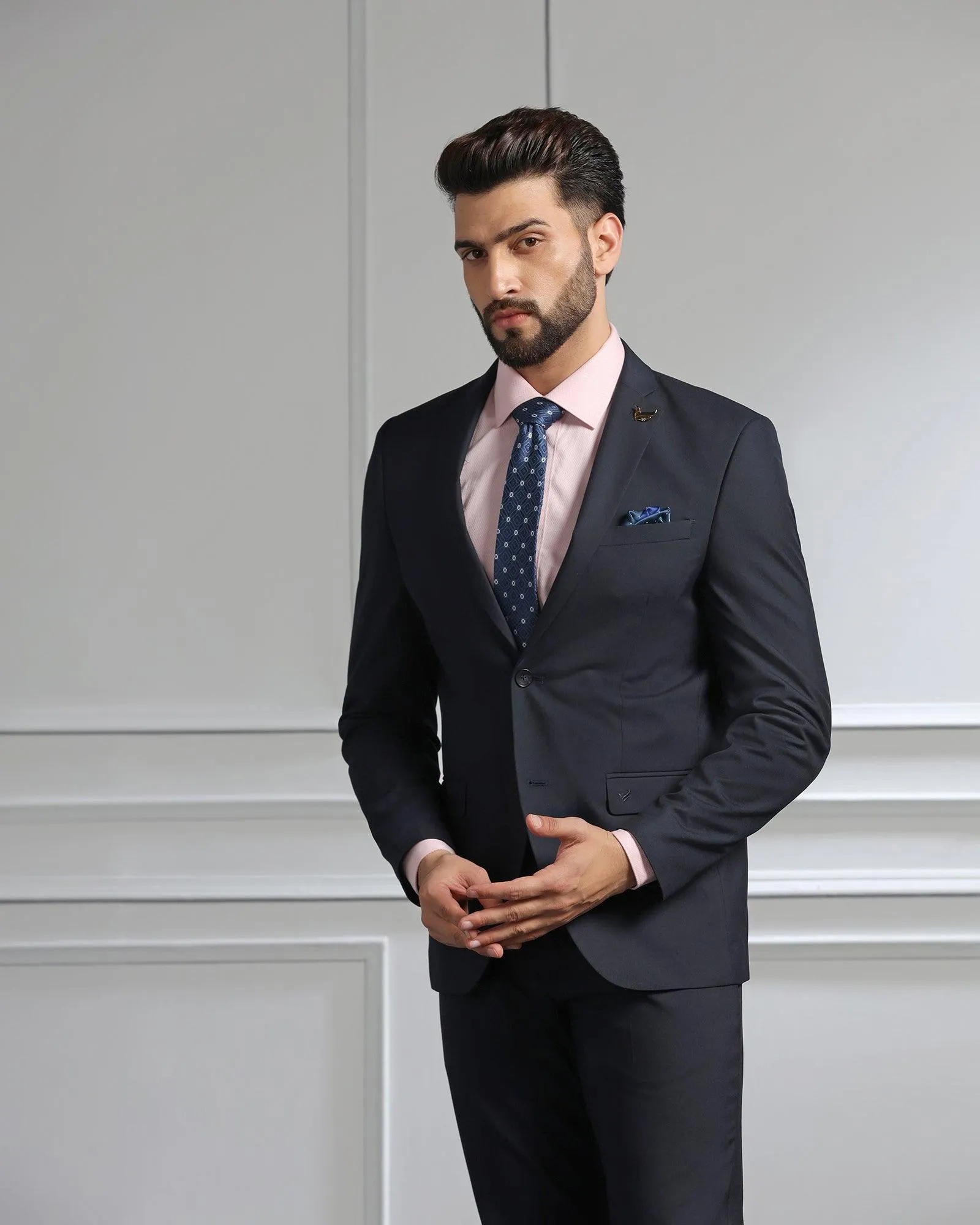 Two Piece Navy Solid Formal Suit - Dorris