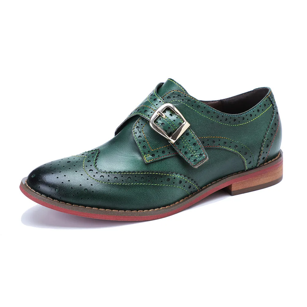 Women's Flat Brogue Oxfords Monk Strap Shoes